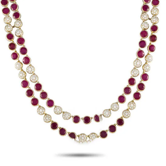 Necklaces JMS always Original PreOwned LB Exclusive 18K Yellow Gold 650ct Diamond and Ruby Necklace MF23 031524