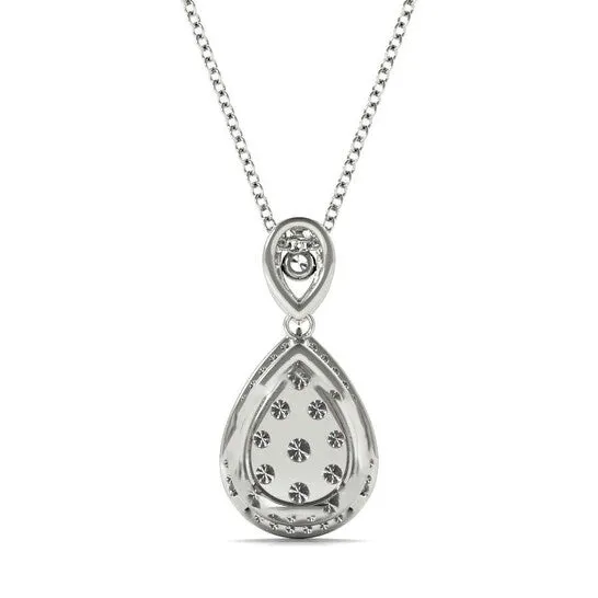Necklaces JMS always Original Tresorra 18K White Gold Double Pear Halo Cluster Diamond Pendant Necklace Necklaces JMS always Original Tresorra 18K White Gold Double Pear Halo Cluster Diamond Pendant Necklace