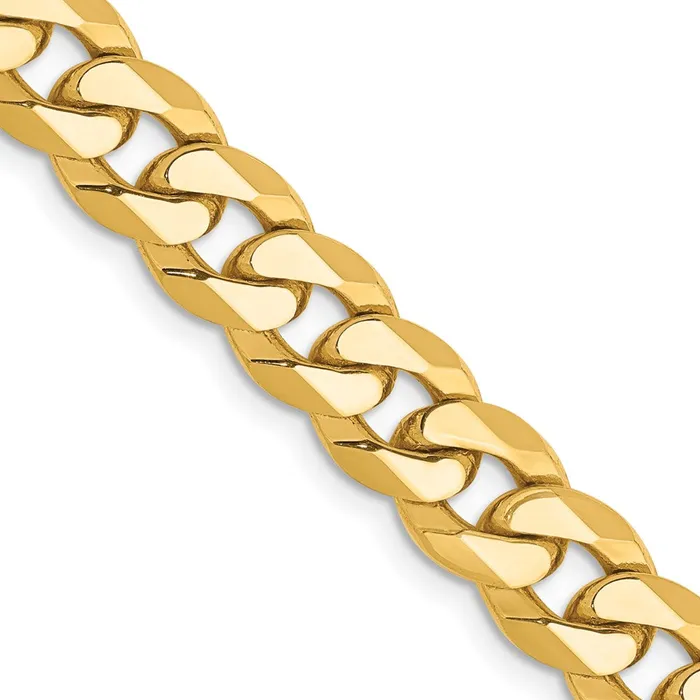 Necklaces MDS Solid 14K Yellow Gold 22 inch 8mm Flat Beveled Curb with Lobster Clasp Chain Necklace