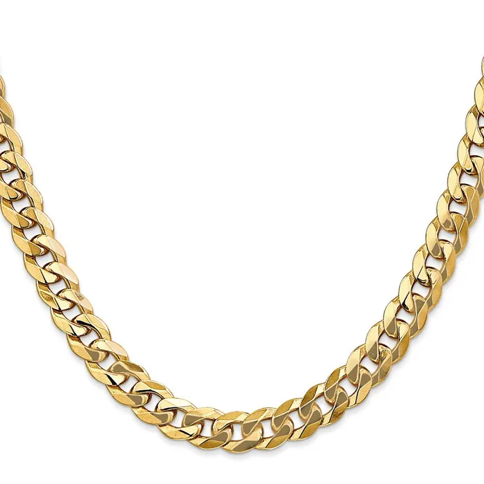 Necklaces MDS Solid 14K Yellow Gold 22 inch 8mm Flat Beveled Curb with Lobster Clasp Chain Necklace Necklaces MDS Solid 14K Yellow Gold 22 inch 8mm Flat Beveled Curb with Lobster Clasp Chain Necklace