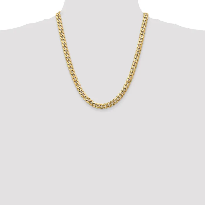 Necklaces MDS Solid 14K Yellow Gold 22 inch 8mm Flat Beveled Curb with Lobster Clasp Chain Necklace Necklaces MDS Solid 14K Yellow Gold 22 inch 8mm Flat Beveled Curb with Lobster Clasp Chain Necklace