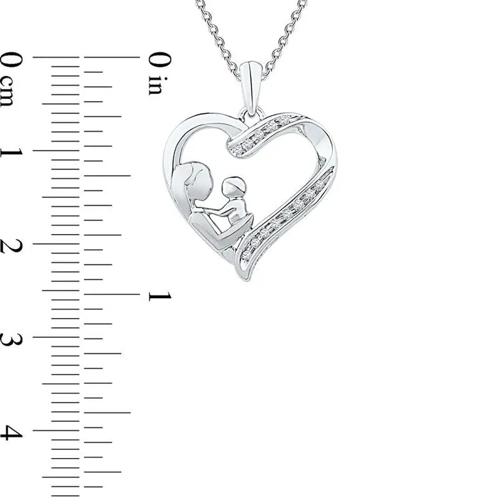Necklaces Natural Diamond Accent Motherly Love Heart Pendant in Sterling Silver Goldia Necklaces Natural Diamond Accent Motherly Love Heart Pendant in Sterling Silver Goldia