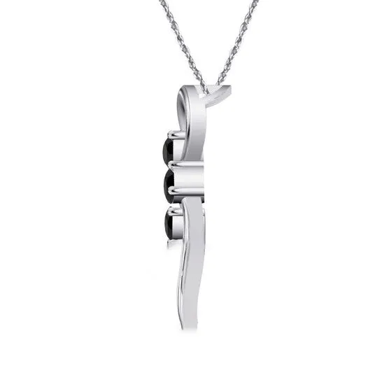 Necklaces Original Maulijewels 035 Carat Black Diamond Three Stone Pendant In 10K White Gold With 18 10k White Gold Plated Sterling Silver Box Chain JMS always Necklaces Original Maulijewels 035 Carat Black Diamond Three Stone Pendant In 10K White Gold With 18 10k White Gold Plated Sterling Silver Box Chain JMS always