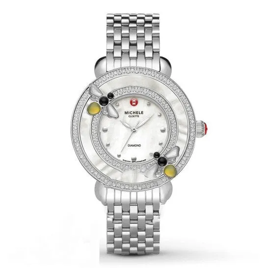 Necklaces Original Michele Cloette Mother of Pearl Dial Stainless Steel Diamond Ladies Watch MWW20C000001 JMS always