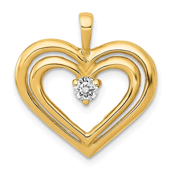 Necklaces Solid 14k Yellow Gold AA Simulated CZ Double Heart Pendant Goldia Necklaces Solid 14k Yellow Gold AA Simulated CZ Double Heart Pendant Goldia