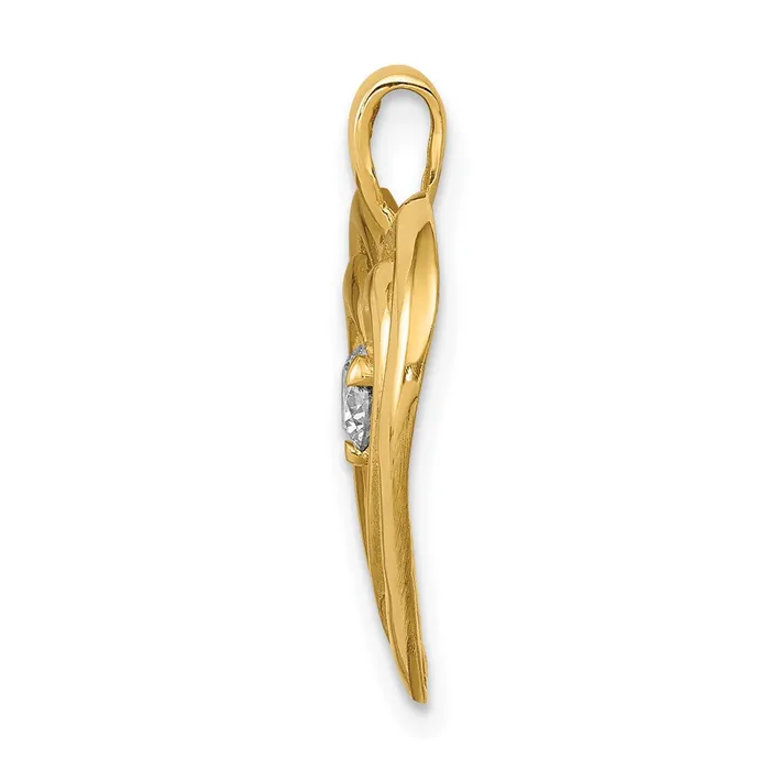 Necklaces Solid 14k Yellow Gold AA Simulated CZ Double Heart Pendant Goldia