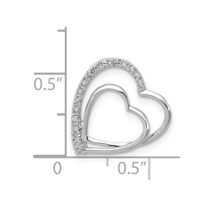 Necklaces Sterling Silver Rhodium Plated Diamond Double Heart Pendant Goldia