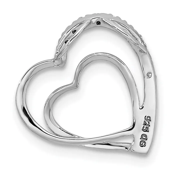 Necklaces Sterling Silver Rhodium Plated Diamond Double Heart Pendant Goldia