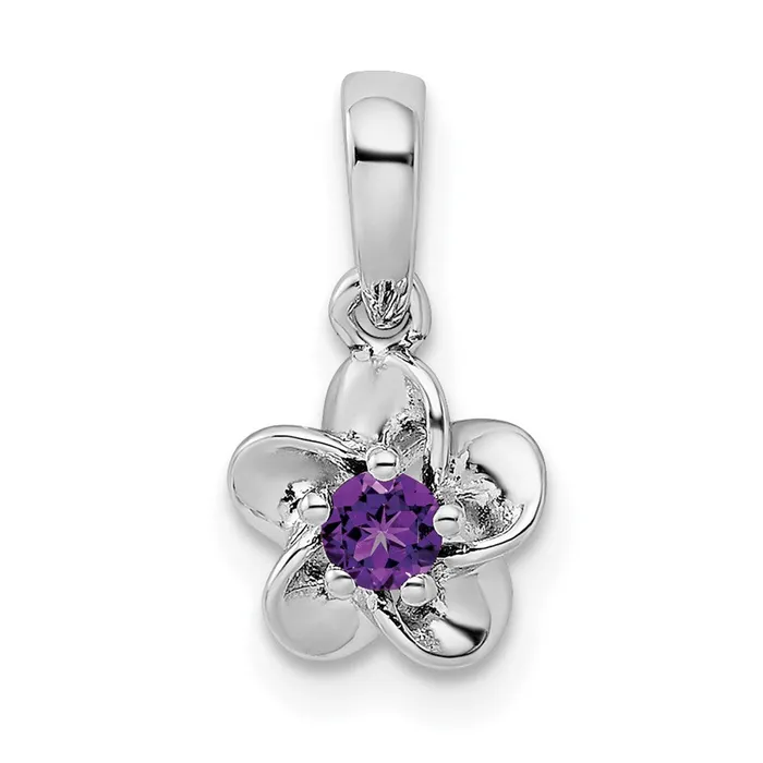 Necklaces Sterling Silver Rhodiumplated Floral Amethyst Pendant Goldia