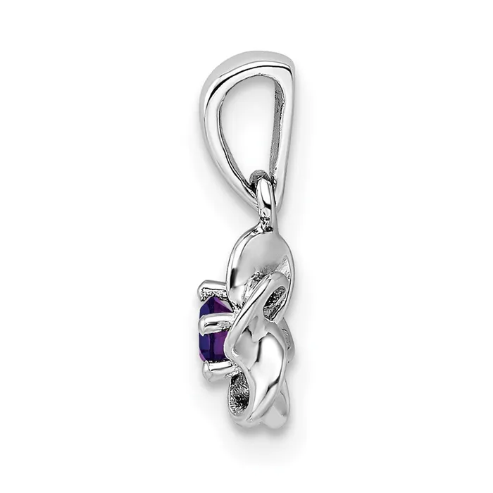 Necklaces Sterling Silver Rhodiumplated Floral Amethyst Pendant Goldia
