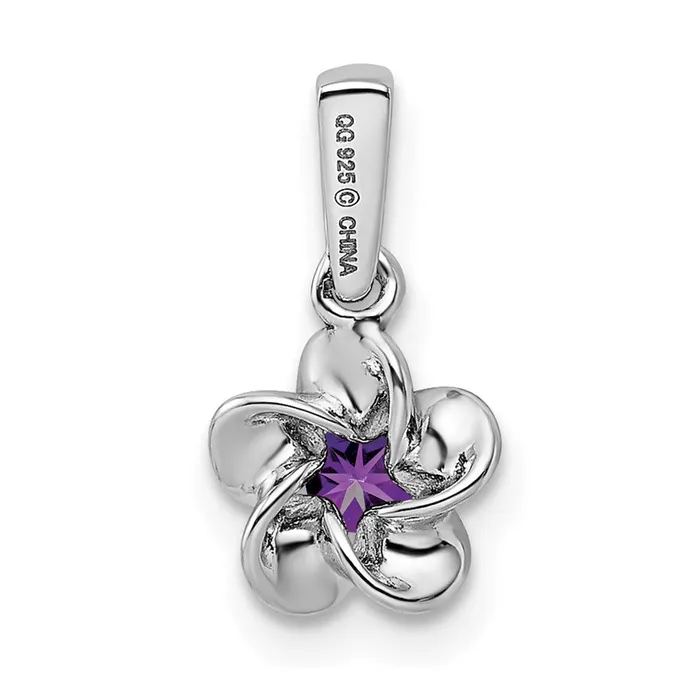 Necklaces Sterling Silver Rhodiumplated Floral Amethyst Pendant Goldia