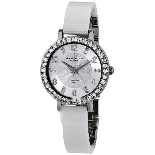 Original Akribos XXIV Silver Dial White Ceramic Ladies Watch AK758SSW JMS always Watches Original Akribos XXIV Silver Dial White Ceramic Ladies Watch AK758SSW JMS always Watches