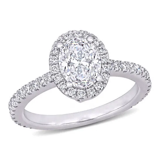 Original Amour 18k White Gold 1 38 CT TW Certified Diamond Oval Halo Engagement Ring JMS always Rings