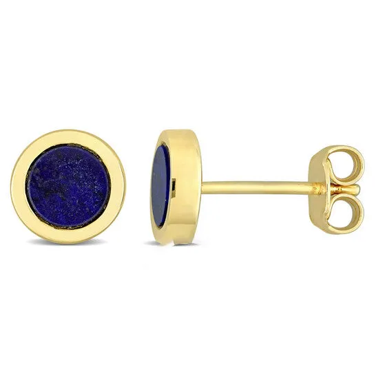 Original AMOUR 58 CT TGW Lapis Stud Earrings In Yellow Plated Sterling Silver JMS always Earrings Original AMOUR 58 CT TGW Lapis Stud Earrings In Yellow Plated Sterling Silver JMS always Earrings