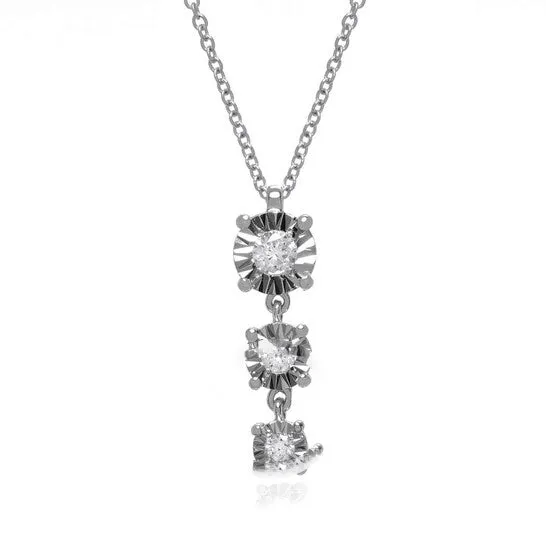 Original Bliss Sole 18K White Gold Graduating Diamond Pendant Necklace 20086462 JMS always Necklaces