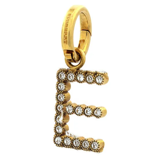 Original Burberry Crystal E Alphabet Charm JMS always Charm Necklaces