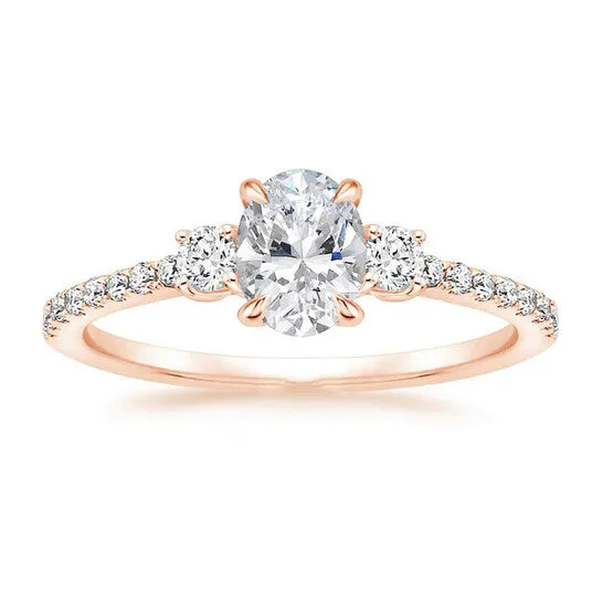 Original DiamondMuse 175 cttw Oval Swarovski Sterling Silver Rose Tone Engagement Ring in Sterling Silver JMS always Rings