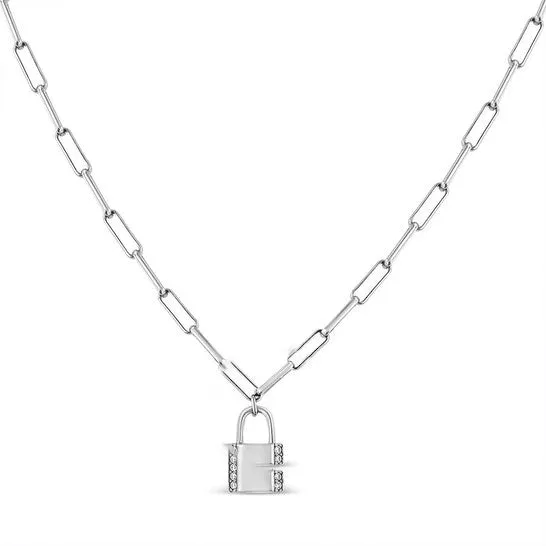 Original Haus of Brilliance 925 Sterling Silver 110 Cttw Round Diamond Lock Pendant 18 Paperclip Chin Necklace HI Color SI1SI2 Clarity JMS always Necklaces Original Haus of Brilliance 925 Sterling Silver 110 Cttw Round Diamond Lock Pendant 18 Paperclip Chin Necklace HI Color SI1SI2 Clarity JMS always Necklaces