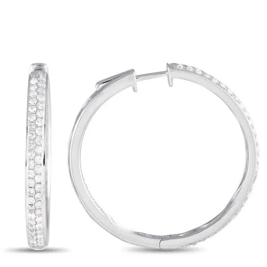 Original LB Exclusive 14K White Gold 210ct Diamond Inside Out Hoop Earrings JMS always Earrings Original LB Exclusive 14K White Gold 210ct Diamond Inside Out Hoop Earrings JMS always Earrings