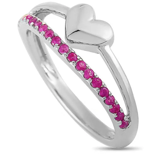 Original LB Exclusive 14K White Gold Ruby Heart Ring JMS always Rings