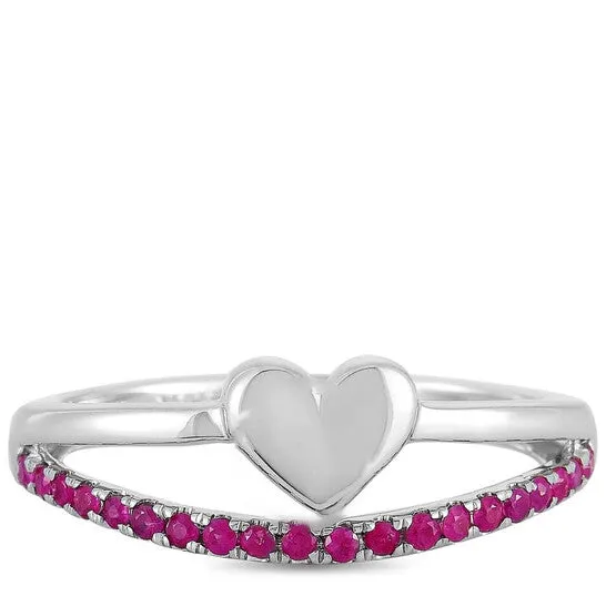 Original LB Exclusive 14K White Gold Ruby Heart Ring JMS always Rings
