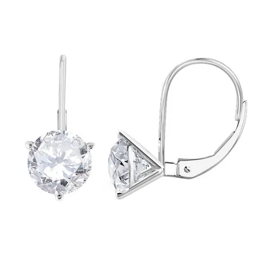 Original Maulijewels 060 Carat Round White Diamond Three Prongs Set Martini Leverback Earrings In 14K Solid White Gold JMS always Earrings Original Maulijewels 060 Carat Round White Diamond Three Prongs Set Martini Leverback Earrings In 14K Solid White Gold JMS always Earrings