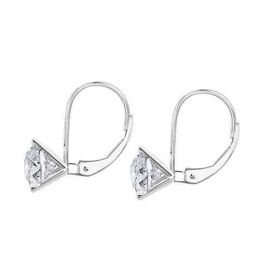 Original Maulijewels 060 Carat Round White Diamond Three Prongs Set Martini Leverback Earrings In 14K Solid White Gold JMS always Earrings Original Maulijewels 060 Carat Round White Diamond Three Prongs Set Martini Leverback Earrings In 14K Solid White Gold JMS always Earrings