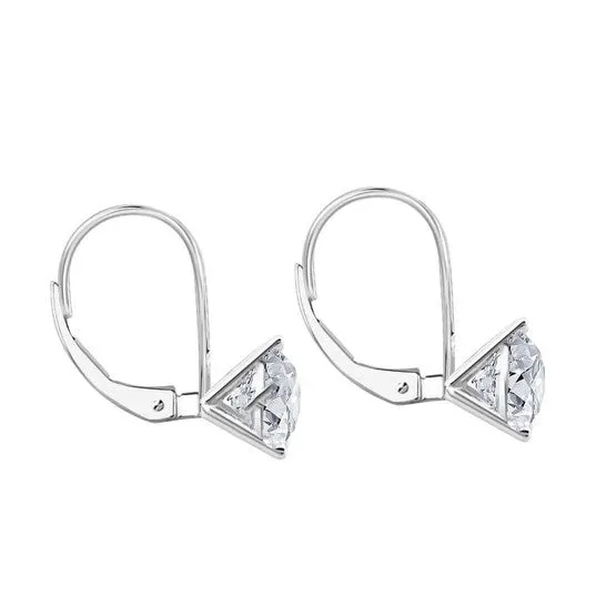 Original Maulijewels 060 Carat Round White Diamond Three Prongs Set Martini Leverback Earrings In 14K Solid White Gold JMS always Earrings Original Maulijewels 060 Carat Round White Diamond Three Prongs Set Martini Leverback Earrings In 14K Solid White Gold JMS always Earrings