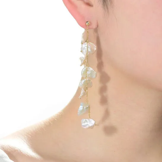 Original Megan Walford 925 Sterling Silver Gold Plating Freshwater Pearl Dangling Earrings JMS always Earrings Original Megan Walford 925 Sterling Silver Gold Plating Freshwater Pearl Dangling Earrings JMS always Earrings