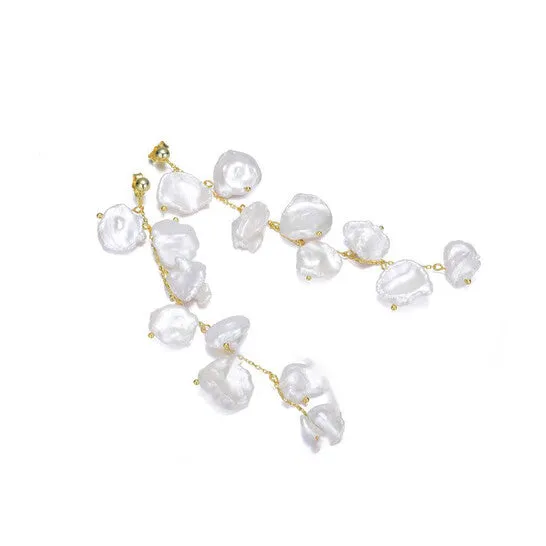 Original Megan Walford 925 Sterling Silver Gold Plating Freshwater Pearl Dangling Earrings JMS always Earrings Original Megan Walford 925 Sterling Silver Gold Plating Freshwater Pearl Dangling Earrings JMS always Earrings