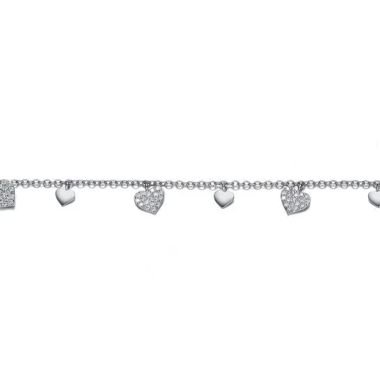 Original Rachel Glauber Rhodium Plated Cubic Zirconia Heart Charm Bracelet JMS always Bracelets Original Rachel Glauber Rhodium Plated Cubic Zirconia Heart Charm Bracelet JMS always Bracelets