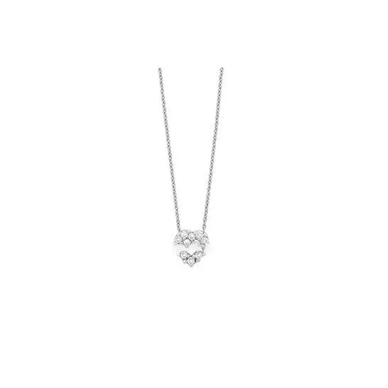 Original Roberto Coin 18K White Gold Tiny Treasures Diamond Baby Heart Pendant JMS always Necklaces