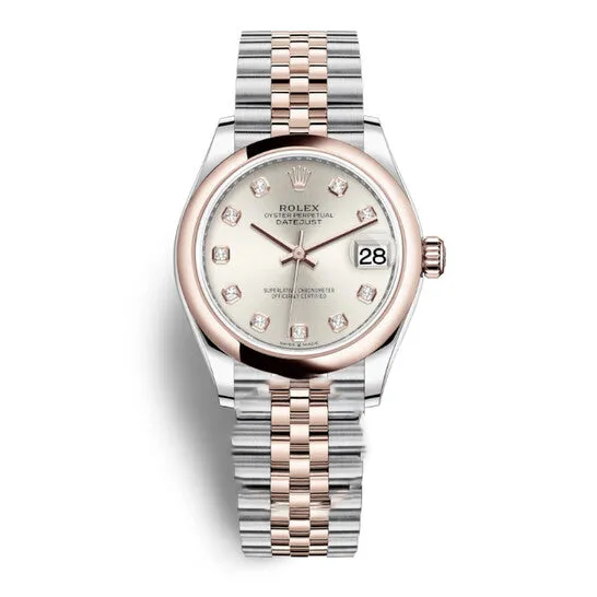 Original Rolex Datejust 31 Silver Diamond Dial Automatic Steel and 18kt Everose Gold Jubilee Watch 278241SDJ JMS always Earrings Original Rolex Datejust 31 Silver Diamond Dial Automatic Steel and 18kt Everose Gold Jubilee Watch 278241SDJ JMS always Earrings