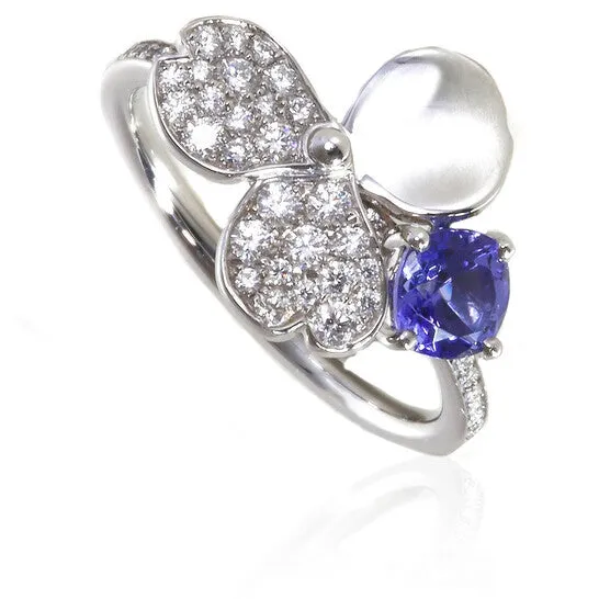 Original Tiffany Paper Flowers Diamond and Tanzanite Flower Ring Size 5 JMS always Rings