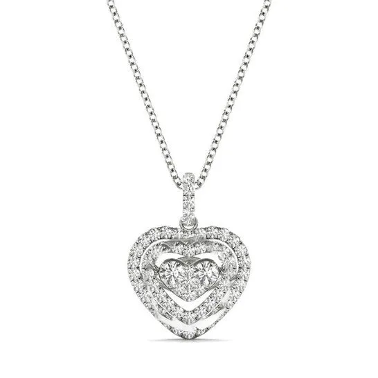 Original Tresorra 18K White Gold Mini Float Heart Double Halo Diamond Cluster Pendant Necklace JMS always Necklaces Original Tresorra 18K White Gold Mini Float Heart Double Halo Diamond Cluster Pendant Necklace JMS always Necklaces