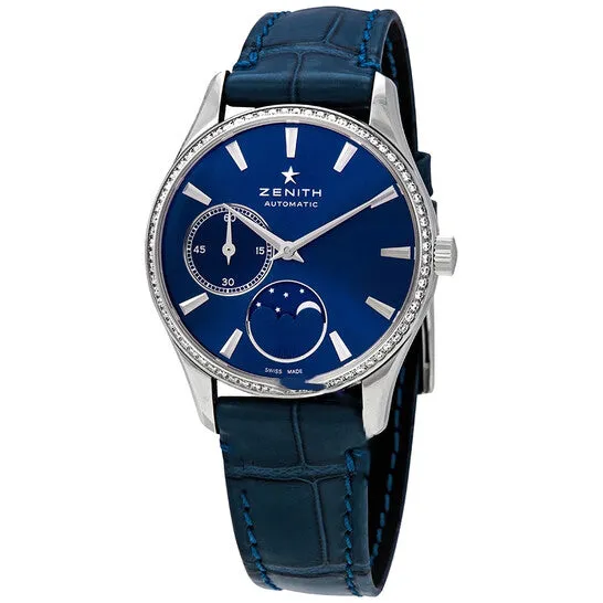 Original Zenith Elite Ultra Thin Lady Automatic Moonphase Blue Dial Diamond Watch 16231069251C705 JMS always Watches Original Zenith Elite Ultra Thin Lady Automatic Moonphase Blue Dial Diamond Watch 16231069251C705 JMS always Watches