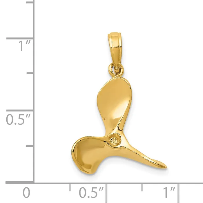 PreStyled Sets 14k Yellow Gold Polished 3D Propeller Pendant Goldia