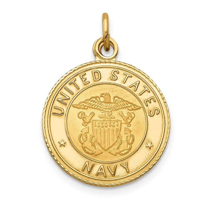 PreStyled Sets 14k Yellow Gold US NAVY Insignia Disc Pendant Goldia