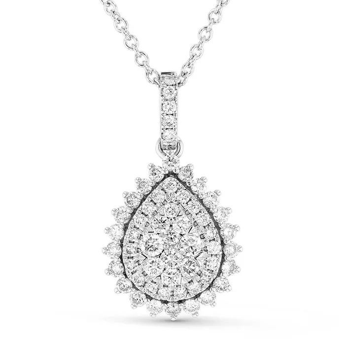PreStyled Sets Goldia 101 CT TW Composite Natural Diamond Teardrop Frame Pendant in 18K White Gold GSI2