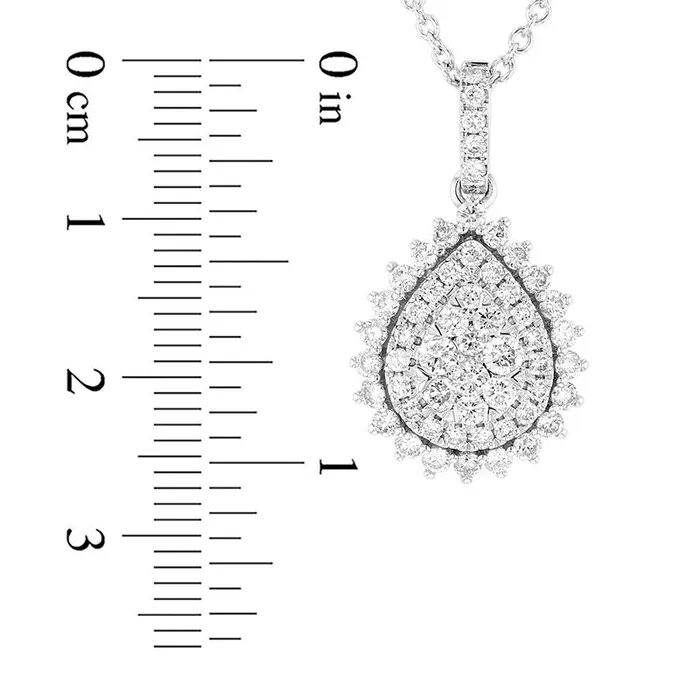PreStyled Sets Goldia 101 CT TW Composite Natural Diamond Teardrop Frame Pendant in 18K White Gold GSI2 PreStyled Sets Goldia 101 CT TW Composite Natural Diamond Teardrop Frame Pendant in 18K White Gold GSI2