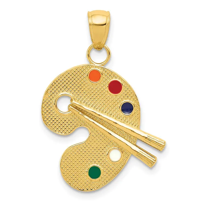PreStyled Sets Goldia 14k Yellow Gold Enameled Artist Palette Pendant