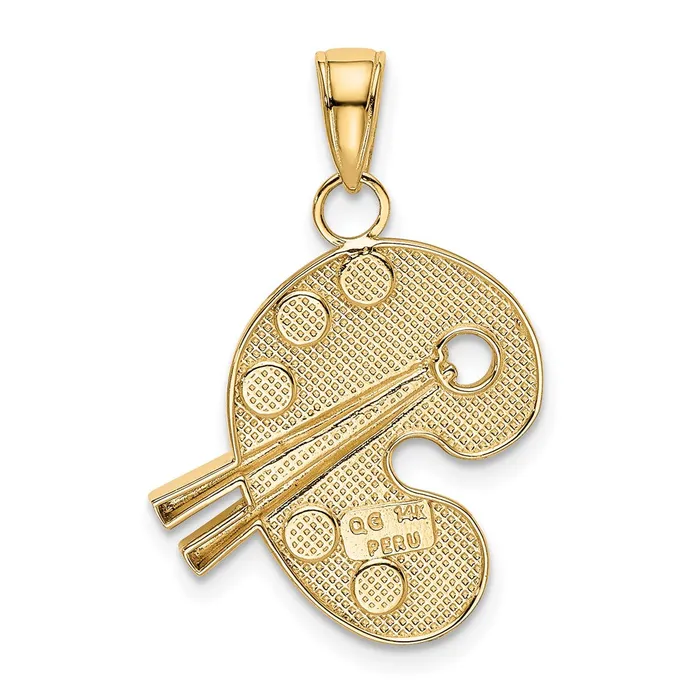 PreStyled Sets Goldia 14k Yellow Gold Enameled Artist Palette Pendant