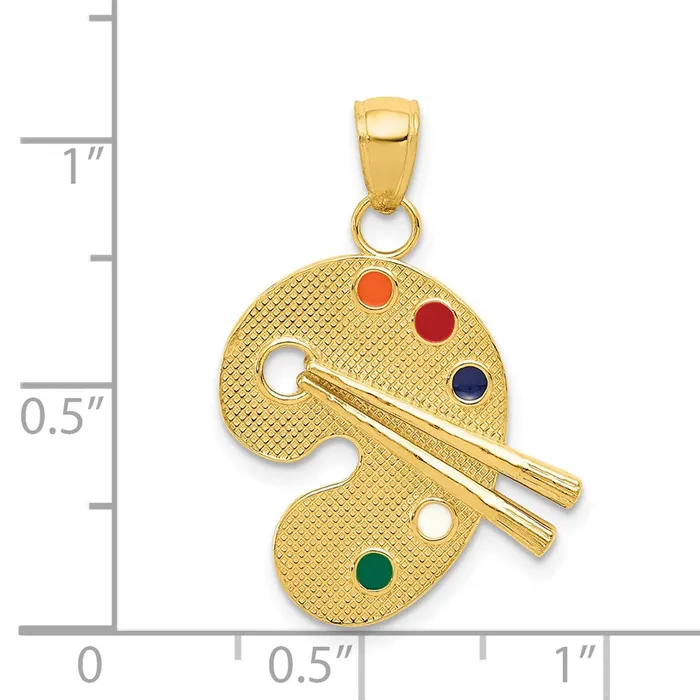 PreStyled Sets Goldia 14k Yellow Gold Enameled Artist Palette Pendant