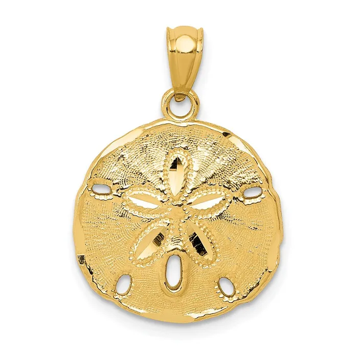 PreStyled Sets Goldia 14k Yellow Gold Gold Polished Large Sand Dollar Pendant PreStyled Sets Goldia 14k Yellow Gold Gold Polished Large Sand Dollar Pendant