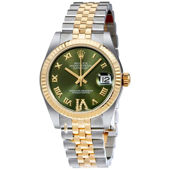 PreStyled Sets Original Rolex Datejust 31 Green Roman Numeral Diamond Dial Steel and 18K Yellow Gold Ladies Watch 178273GNRDJ JMS always PreStyled Sets Original Rolex Datejust 31 Green Roman Numeral Diamond Dial Steel and 18K Yellow Gold Ladies Watch 178273GNRDJ JMS always