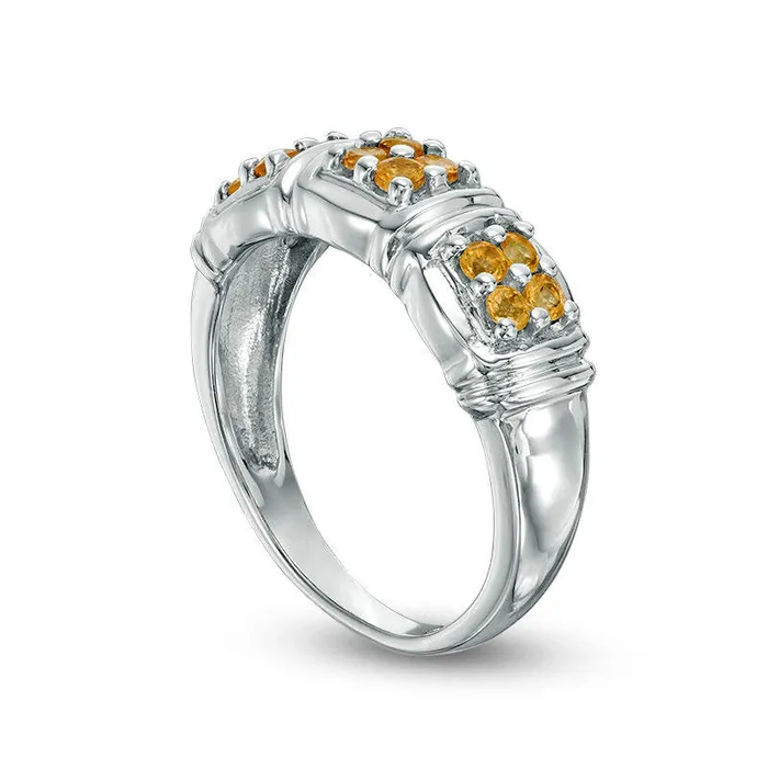 Quad Citrine Three Stone Ring in Sterling Silver Goldia Rings Quad Citrine Three Stone Ring in Sterling Silver Goldia Rings