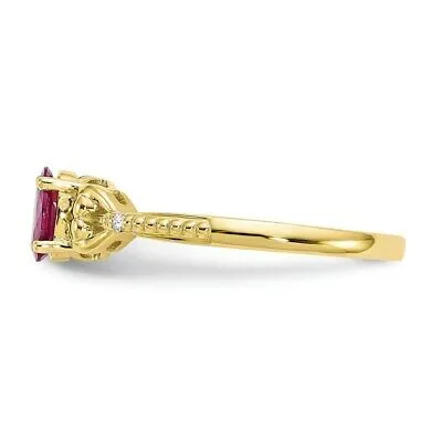 Real 6x4mm Oval Ruby Diamond Ring 10K Yellow Gold July Birthstone Jewelry Goldiacom Rings