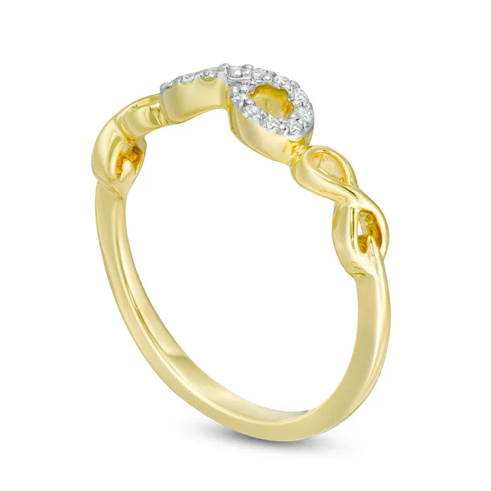 Rings 007 CT TW Natural Diamond Infinity Stackable Ring in Solid 10K Yellow Gold Goldia
