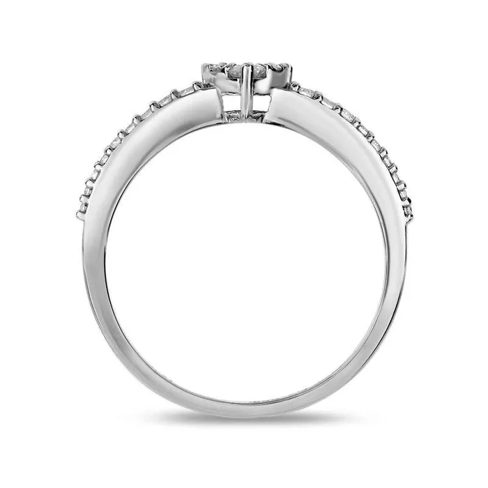 Rings 020 CT TW Natural Diamond Composite Heart Promise Ring in Solid 10K White Gold Goldia