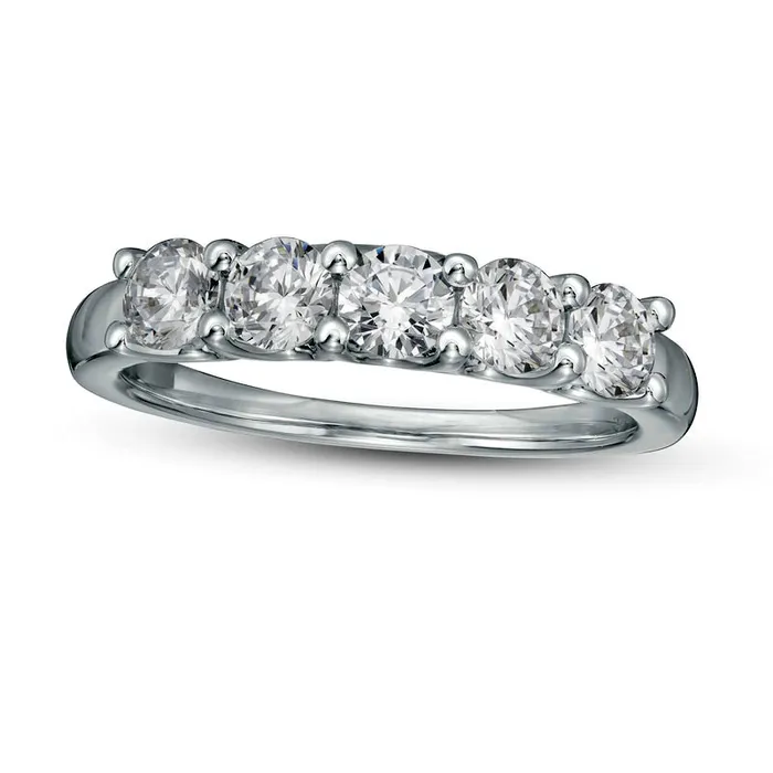 Rings 10 CT TW Certified LabCreated Diamond Five Stone Band in Solid 14K White Gold FVS2 Goldia